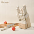 14PCS Hammer Forging Chef Steak Santoku Fruit Knives Set Sharp Chef Knife Sets With Natural Wood Knife Holder Shears