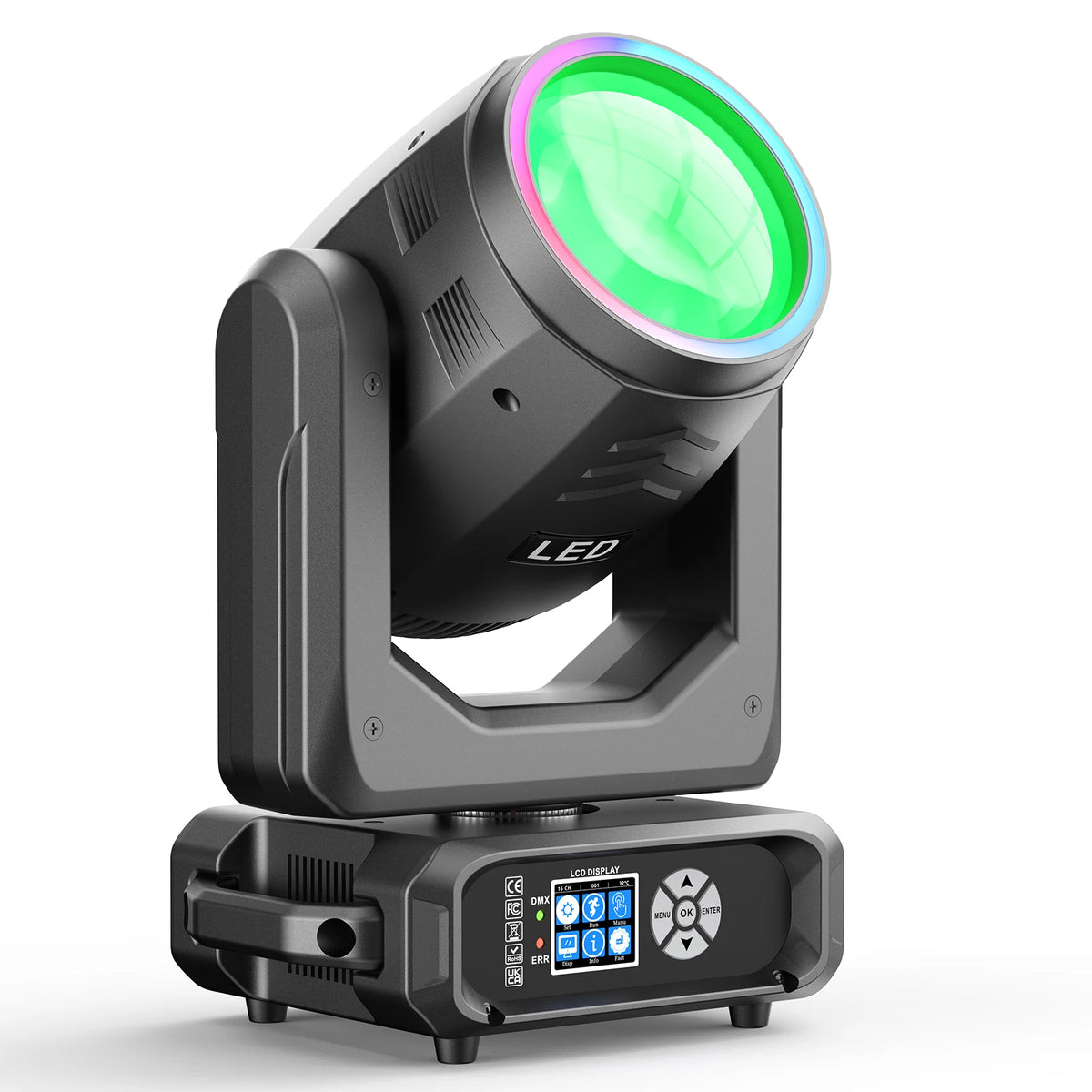 200W Beam Moving Head Light LED Stage Light 18prism Rainbow Effects Movinghead Lights With Led Ring for Dj Disco Party Wedding MegaBDM