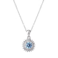 2025 New 925 Sterling Silver Cubic Oxidized Aquamarine Zirconia Women's Pendant Necklace Cute Style for Wedding and Engagement