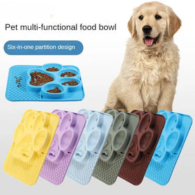 6 in 1 Paw Shape Silicone Pet Licking Pad Slow Feeder Dog Bowls Silicone Dog Cat Lick Mat
