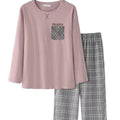 Women's Luxury Elegant Vintage 100% Cotton Knitted Pajama Sleepwear Elastic Waist Soft Printed Pattern for Spring Summer Winter