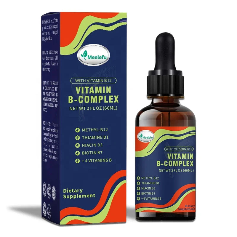 OEM/ODM Vitamin B-Complex With B5 B12 B1 B6 B7 B9 B3 Etc B Complex Liquid Drops for Energy Brain & Heart Support
