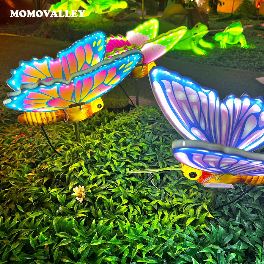 Wholesale Sales LED Giant Light-Up Mechanical Purple Butterfly Stand Waterproof Outdoor Garden Christmas & Easter Decoration