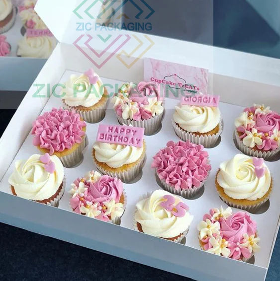 Eco Friendly Takeaway Mini Small Cake Donuts Sushi Crepe Brownie Cupcake Bakery Cookie Paper Packaging Boxes with Inserts Window MegaBDM