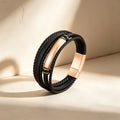 QIKU Trendy Multilayer Braided Men Leather Bracelet Stainless Steel Magnetic Clasp Three Colors Charm Bangles Jewelry Wholesale