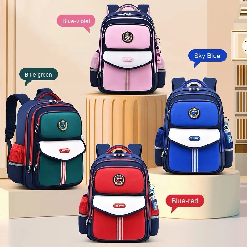 Primary School Cartoon Pattern Oxford Fashion Unisex Student Backpack with Air Cushion Belt Waterproof Zipper Closure 20L Kids