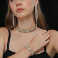 Stunning 3 Piece Bridal Jewelry Set Multi Row Diamond Necklace Earrings and Bracelet  Ultimate Elegance for Your Big Day