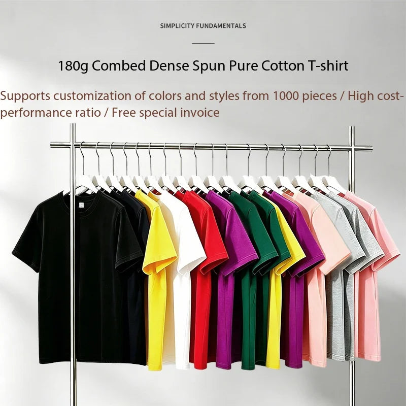 Bangladesh China Factory Price 180G Combed Cotton Unisex T Shirt Custom Logo Printing Blank Crew Neck Advertising Casual T Shirt MegaBDM
