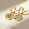 QIKU Fashion Classic Tree of Life Drop Earrings Women Girl Female Copper Zircon Lucky Party Birthday Jewelry Drop Earrings Gift