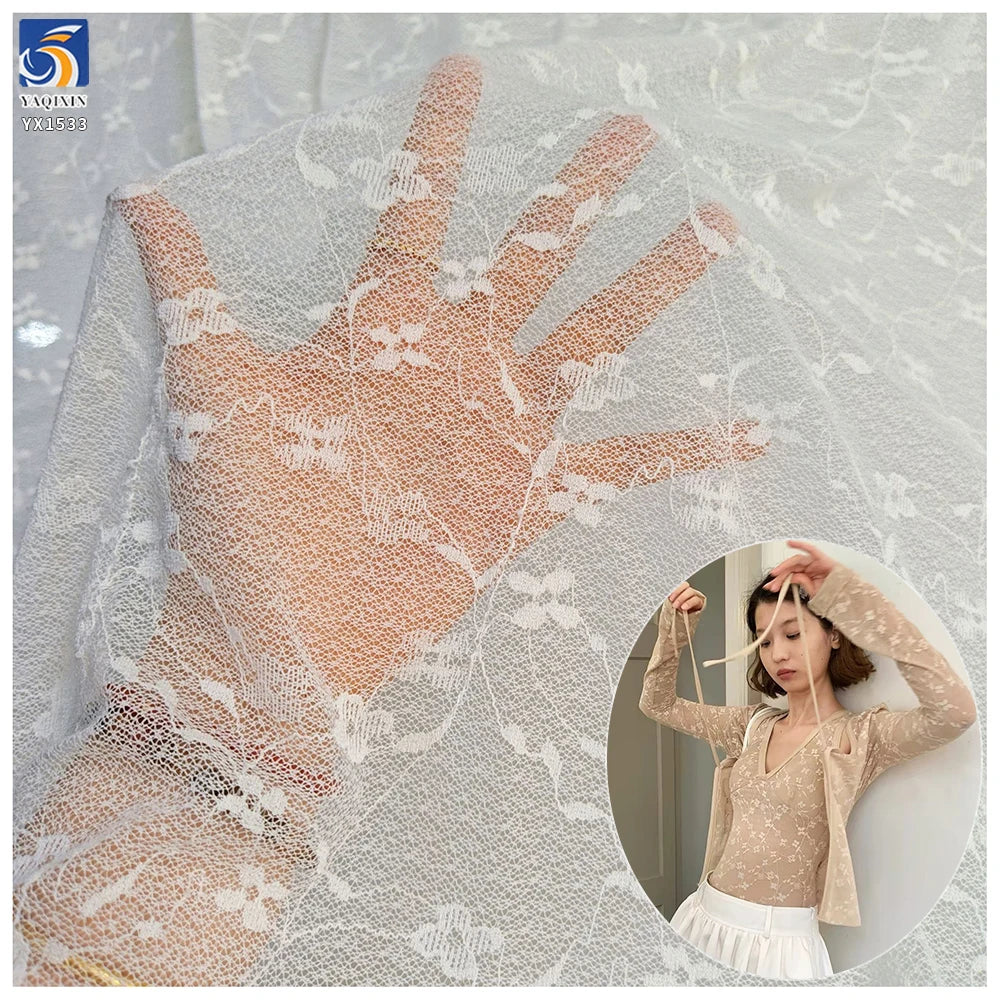 YX1533 Lightweight Floral Jacquard Mesh Lace Fabric for Women's Fashion Garments and Dress Making MegaBDM