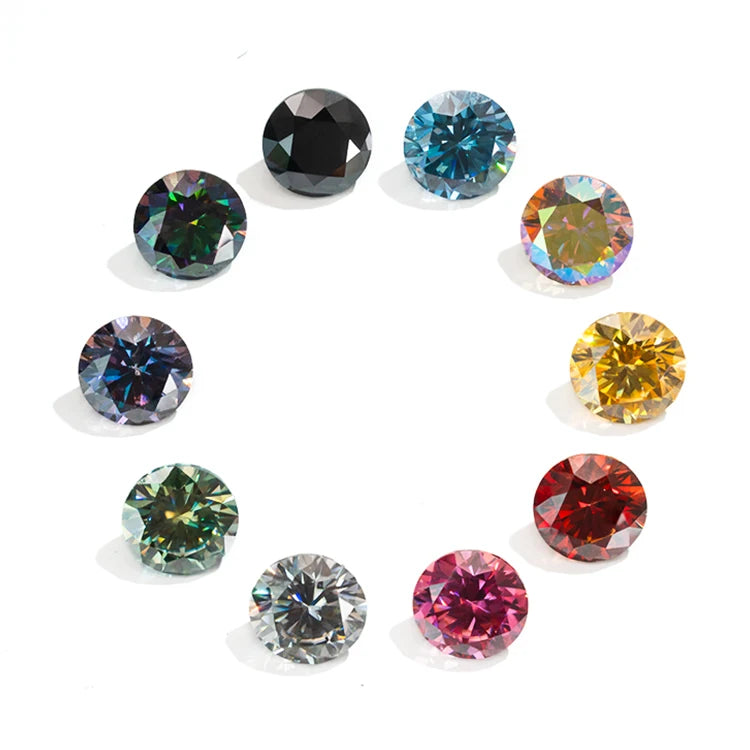 Redleaf Gems Moissanite Fancy Color Aqua Blue Round Shape Loose Diamonds Moissanite Diamond Moissanite