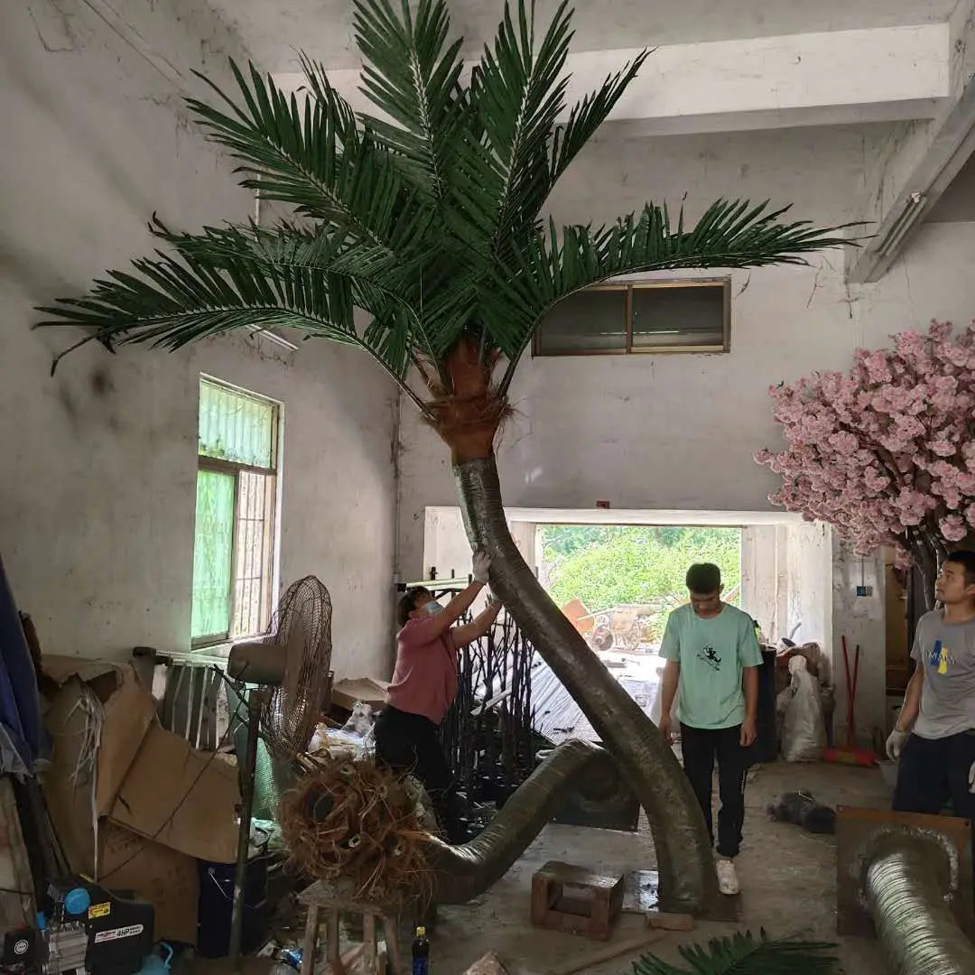 High Simulation Anti-Aging Artificial Coconut Palm Trees Factory Handmade for Outdoor Decor Typical Style Coconuts