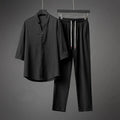 Mens Ultra Lightweight Two Piece Casual Set Mid Sleeve T Shirt and Cropped Pants Summer Loose Fit Plus Size Outfit Wholesale MegaBDM