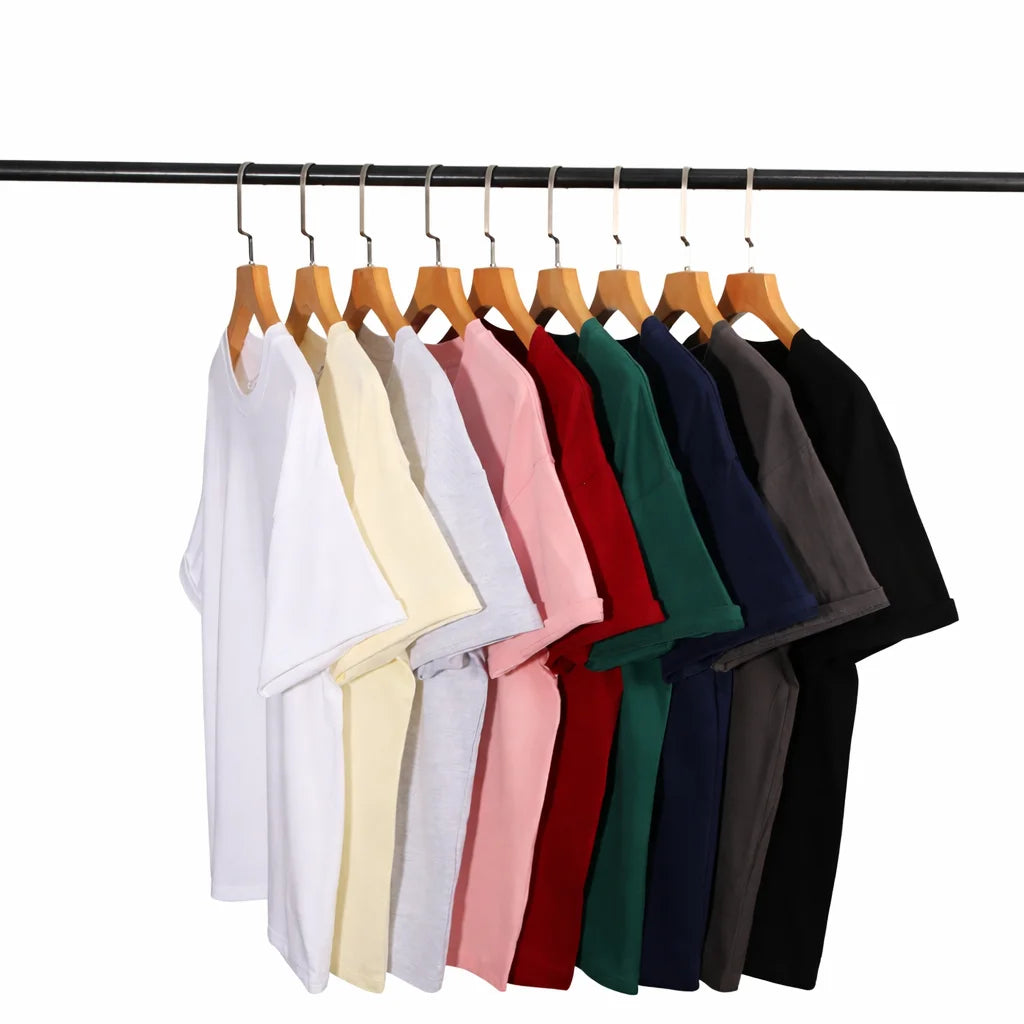China Bangladesh Factory Price OEM Customize Logo Plus Size 200G Cotton Heavyweight Drop Shoulder Unisex Loose Crew Neck T Shirt