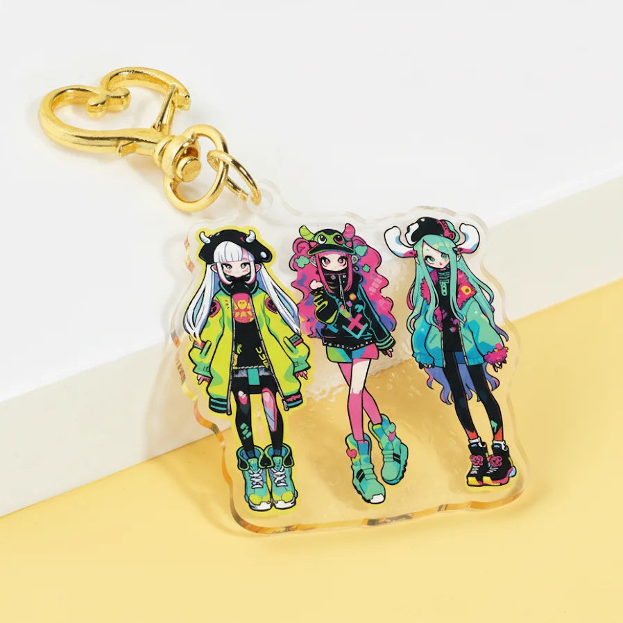 Customized Cartoon HD Animation Transparent Acrylic Keychain Glitter Acrylic Holographic Craft MegaBDM