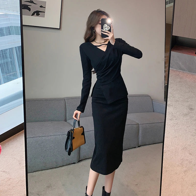 Elegant 2 Piece Set for Women Top And Skirts Set Ropa Wholesale