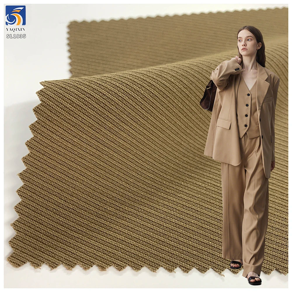SL1835 250g 76% Polyester 21% Cotton 3% Spandex Big Twill Fabric Anti-Wrinkle 4 Way Stretch Tr Khaki Twill Fabric for Suit