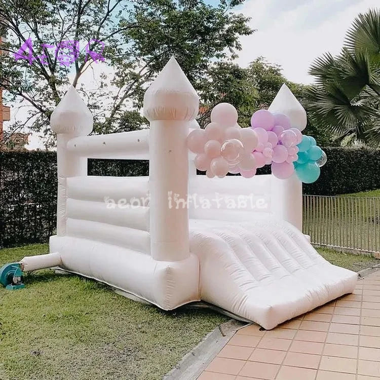 White Inflatable Wedding Bounce House Kids Commercial Bouncy Castle Bounce House Jump White Bounce House With Slide