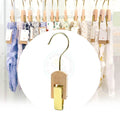 Astrid H18 CM Gold Wood Custom Logo Multifunction Space Saving Single Wardrobe Socks Hangers Rack Clips for Bathroom Modern