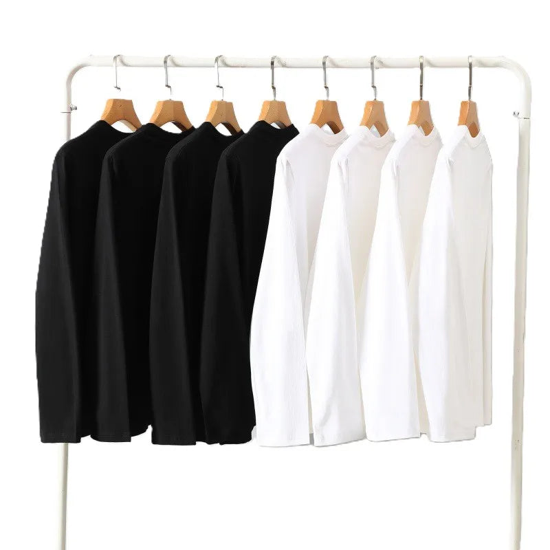 China Bangladesh Factory Price OEM Customized Logo Embroidery 300g Combed Cotton Unisex Loose Long Sleeve Round Neck T Shirt