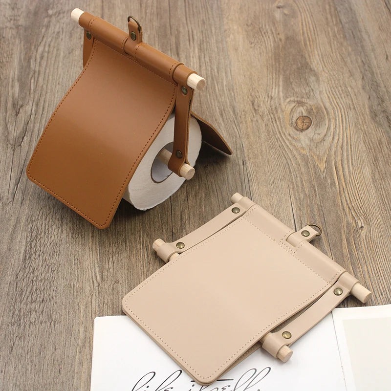 Versatile Hanging Toilet Paper Roll Holder Fashion PU Tissue Storage Case Creative Paper Organizer for Camping Outdoor Travel