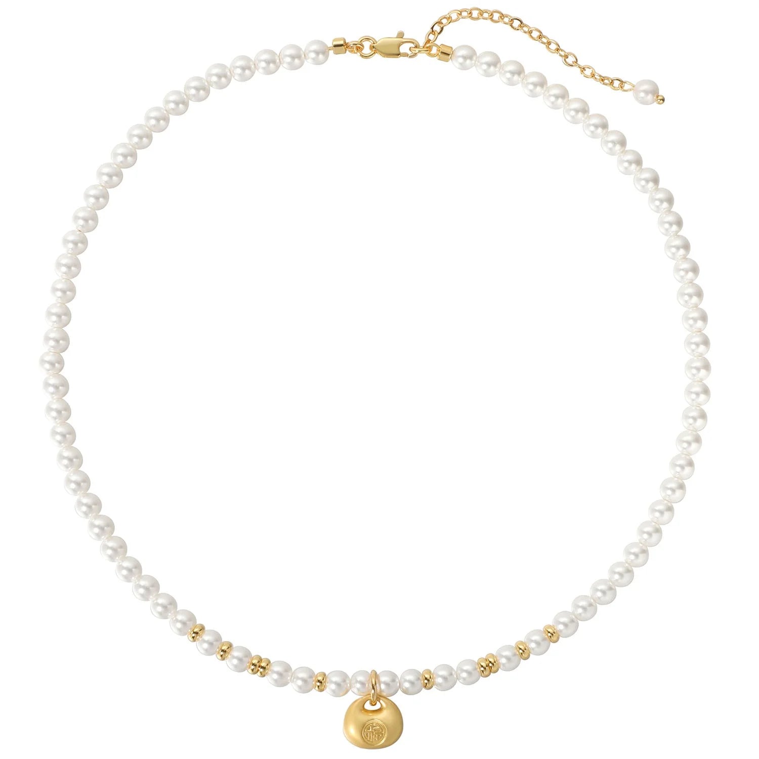 2024 New Light Luxury Bright White Round Beads Crystal Pearl Trendy Party Lucky Bag Charm Necklace Unisex Jewelry Customized