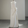 Jancember SFY216 Chic High Neck Bow Sleeveless Satin Wedding Dresses for Girls