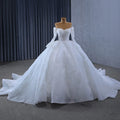 Jancember 231129 Elegant Off Shoulder Lace Fabric Ball Gown Women's Wedding Dresses