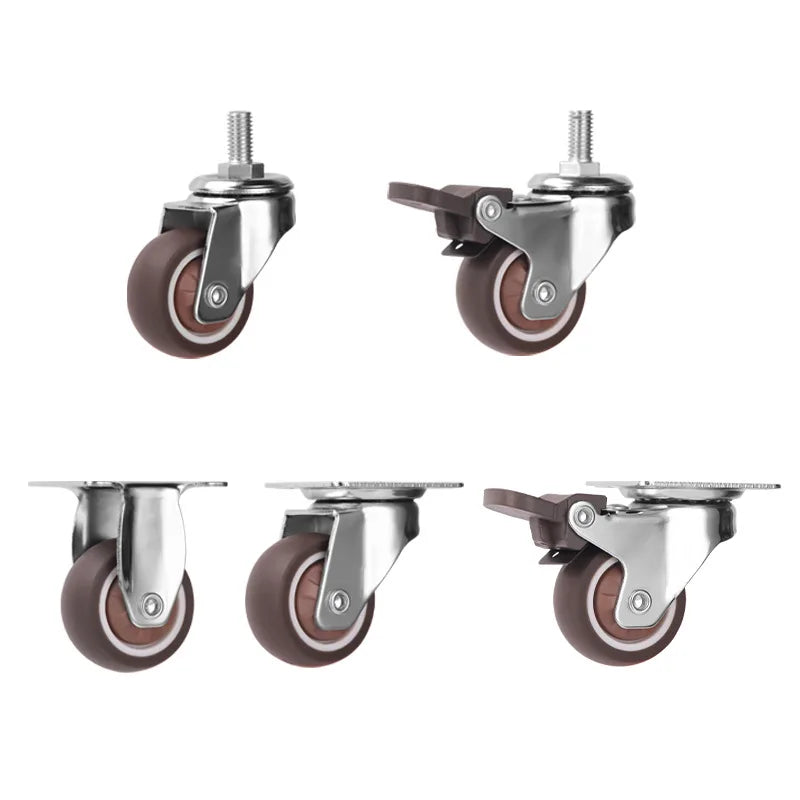 Factory Direct Sale 1/1.25/1.5/2 Inch TPR Swivel Casters with Brakes for Bedroom & Dining Furniture Shelves 30kg Load Capacity MegaBDM