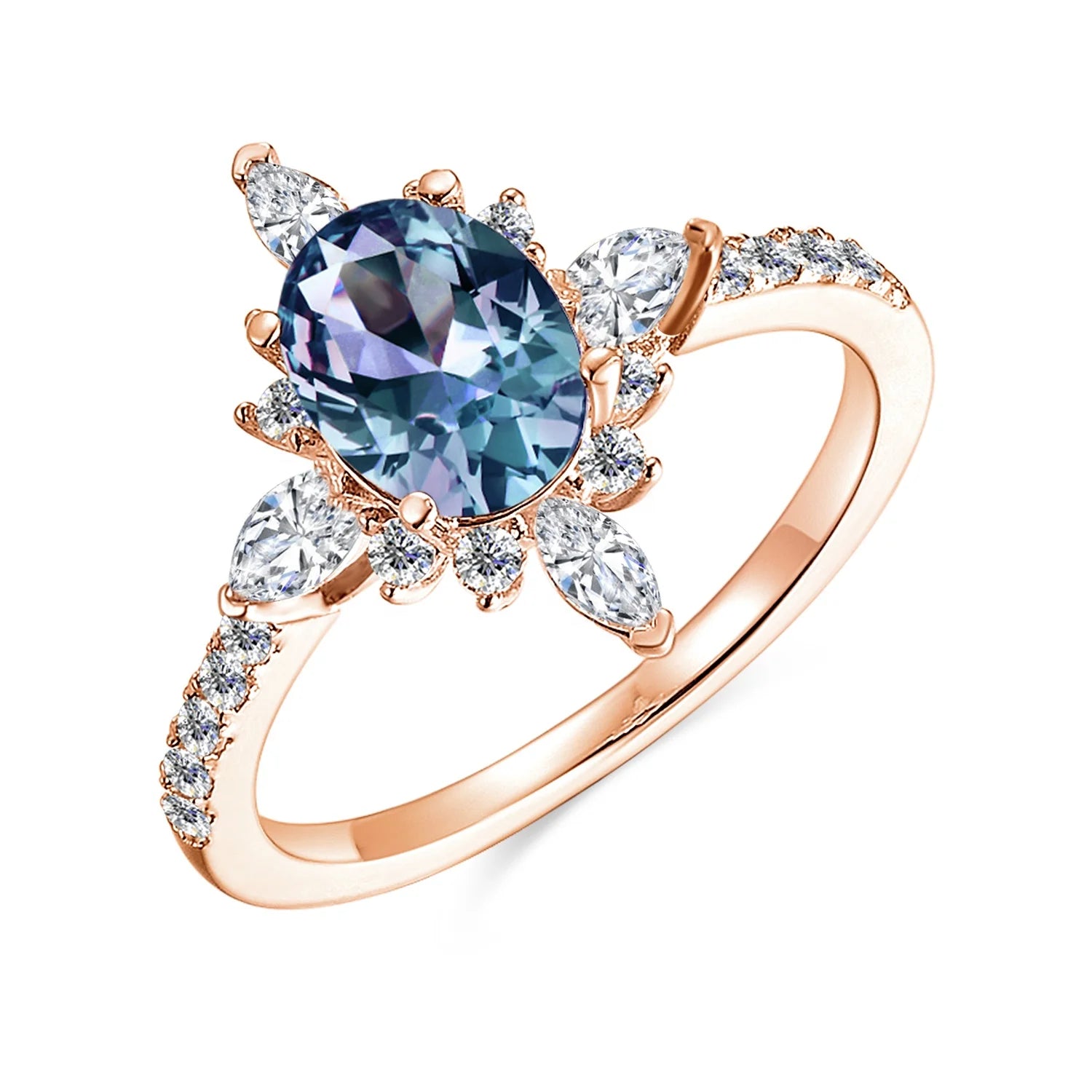 925 Sterling Silver Color Change Gemstone Jewelry Beautiful Cluster Alexandrite Engagement Ring for Women Destiny Jewellery