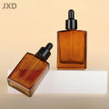 JUXINDA Fashion 30-100ml Amber Glass Bottle Perfume Bottle square Essential Oil Bottle Skincare Serum Dropper Dispenser.