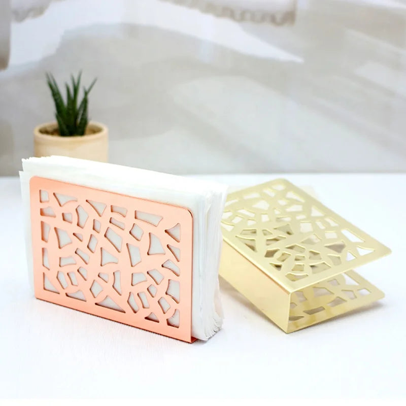 Metal Tissue Paper Napkin Holder Organizer Multi-Purpose Gold Silver Custom Hotel Dining Table Desktop Restaurant Free Sample