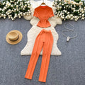 Summer Women's Y2K Sport Sets O-Neck Top And High Waist Slim Set American Clothing Wholesale
