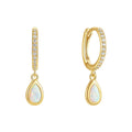 Nagosa Fine Wholesale Jewelry 925 Sterling Silver 14k 18k Gold Vermeil Waterdrop Opal Drop Hoop Earrings for Women Daily