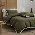 Luxury Dark Green Bedspread Set 100% Linen 4-Piece Bedding Set Breathable Eco-Friendly Reactive Printed Customizable All-Season MegaBDM