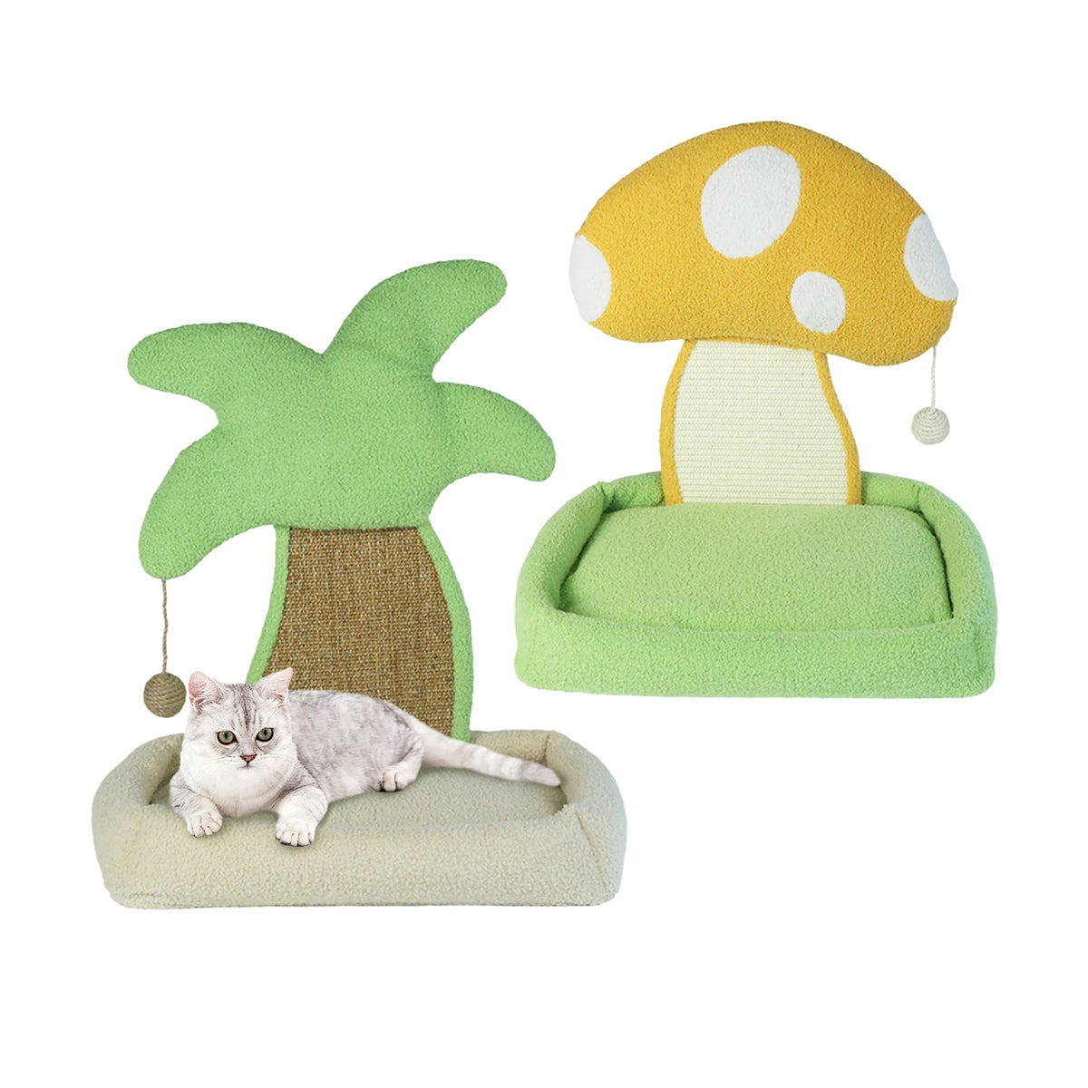 C4P 2024 Foldable Eco-Friendly Sisal & Plush Cat Scratch Stabilization Multifunctional Grinding Claw Rest Play Toy with Catnip MegaBDM