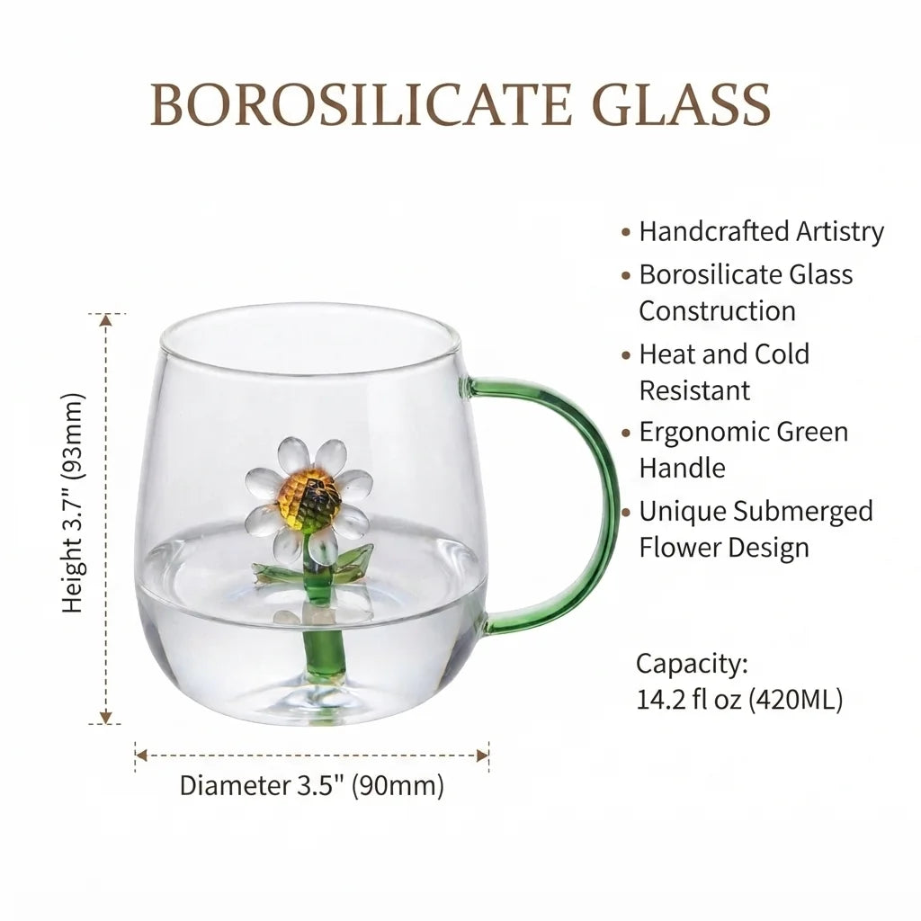 Wholesale Unique Flower Embossed Borosilicate Glass Cup 13-14 oz Capacity Eco-Friendly for Dropshipping Sellers Global MegaBDM