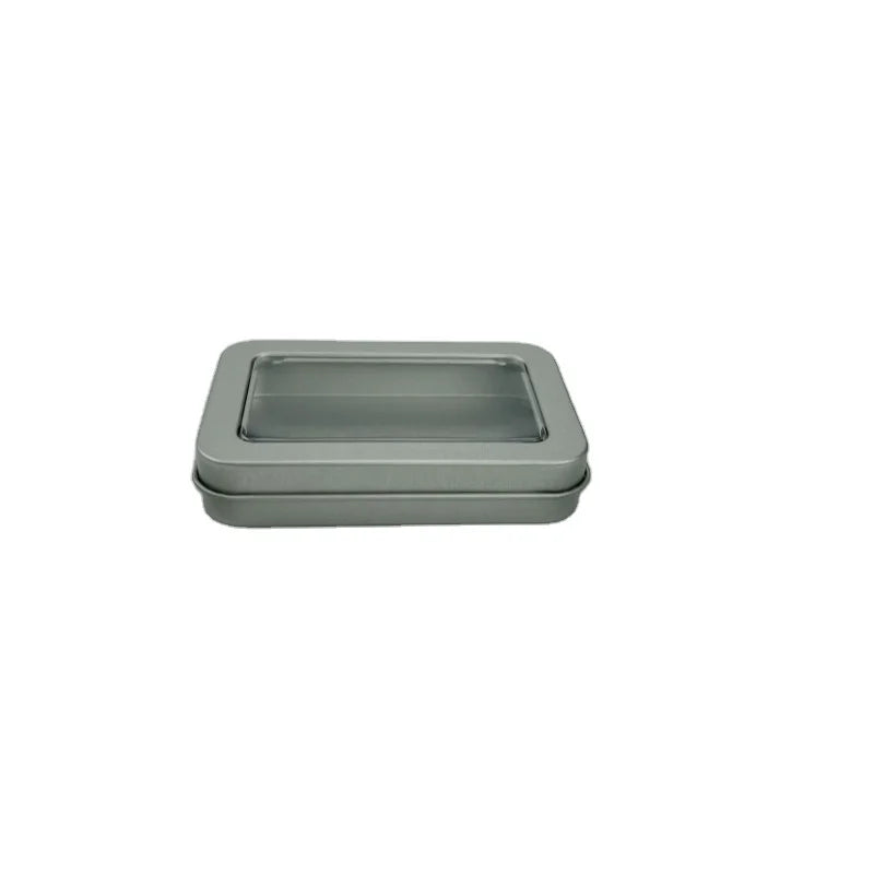 90x60x12mm Rectangular Tin Box With clear Window Cover for Cards Stickers Gifts Tools Accessories