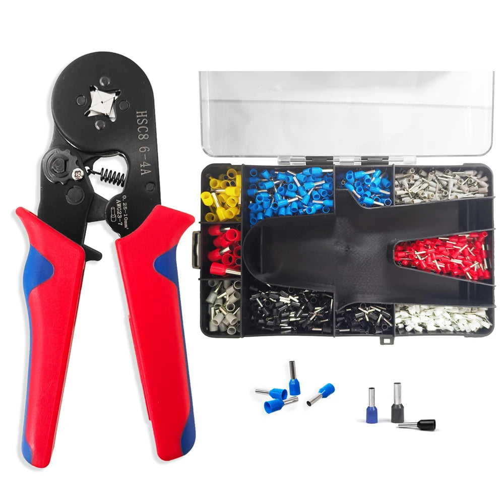 6-4A Self Adjustable Wire Tubular Cable Wire Terminals Crimper Plier Cord End Bootlace Ferrule Crimping Tool Kit