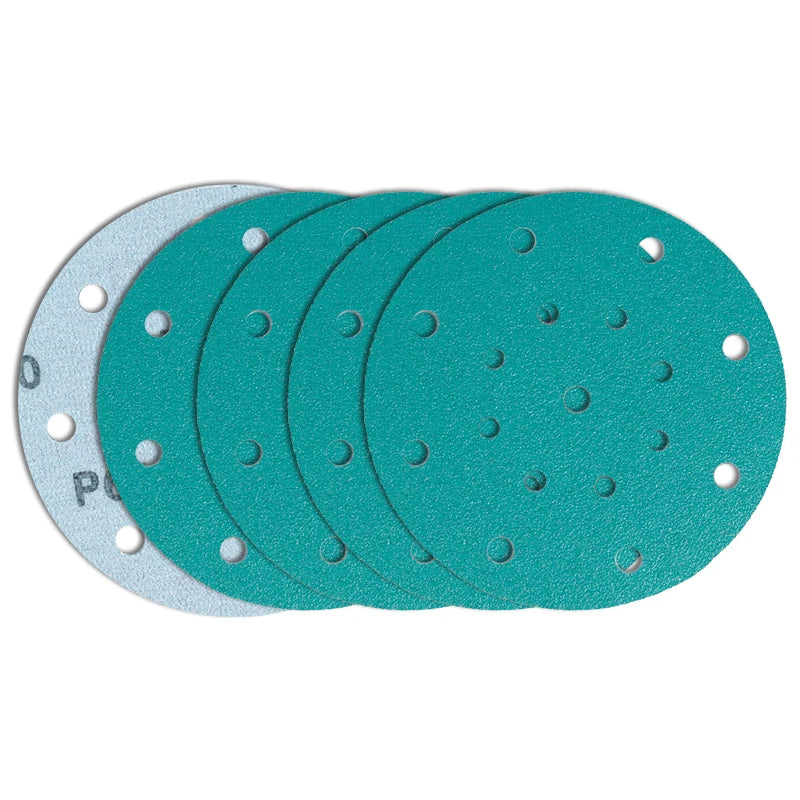 17 Holes Green Ceramic Sanding Disc 6 Inch 180 Grit Hook and Loop Round Sand Paper for Automotive Wood Metal