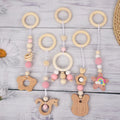 New Children's Room Decorative Hanging Set - Creative Leather Star and Wooden Teething Gym Hanging Five-Piece Set