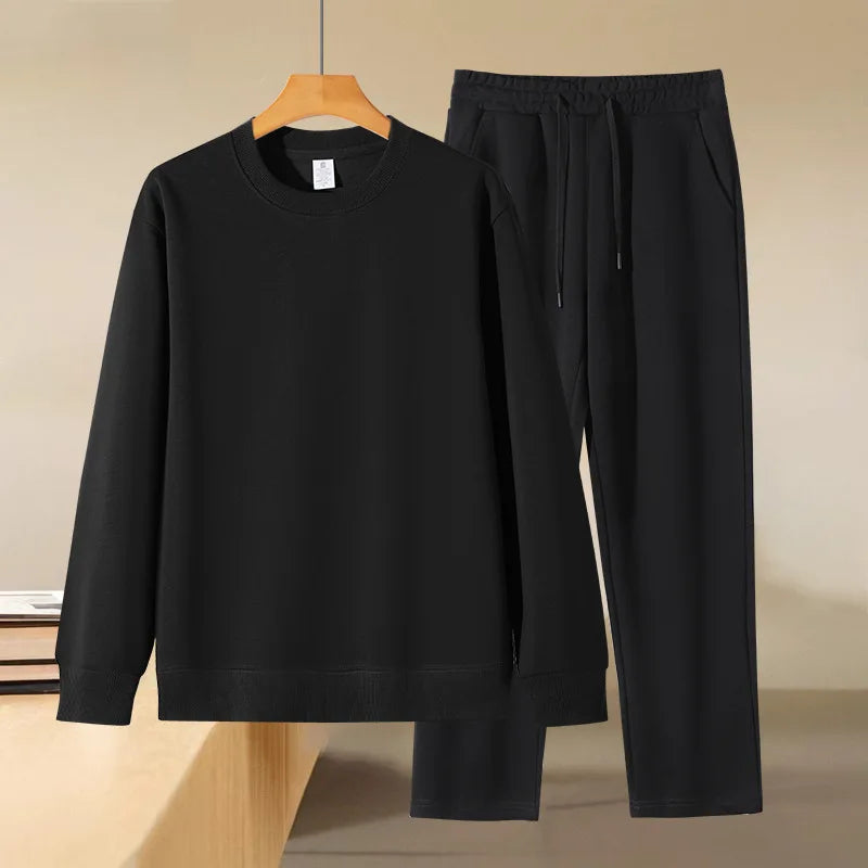Bangladesh China Factory Price 350G Heavyweight Cotton Blend Crew Neck Sweatshirt Set Fleece Feel Tracksuit Casual Two Piece Set MegaBDM