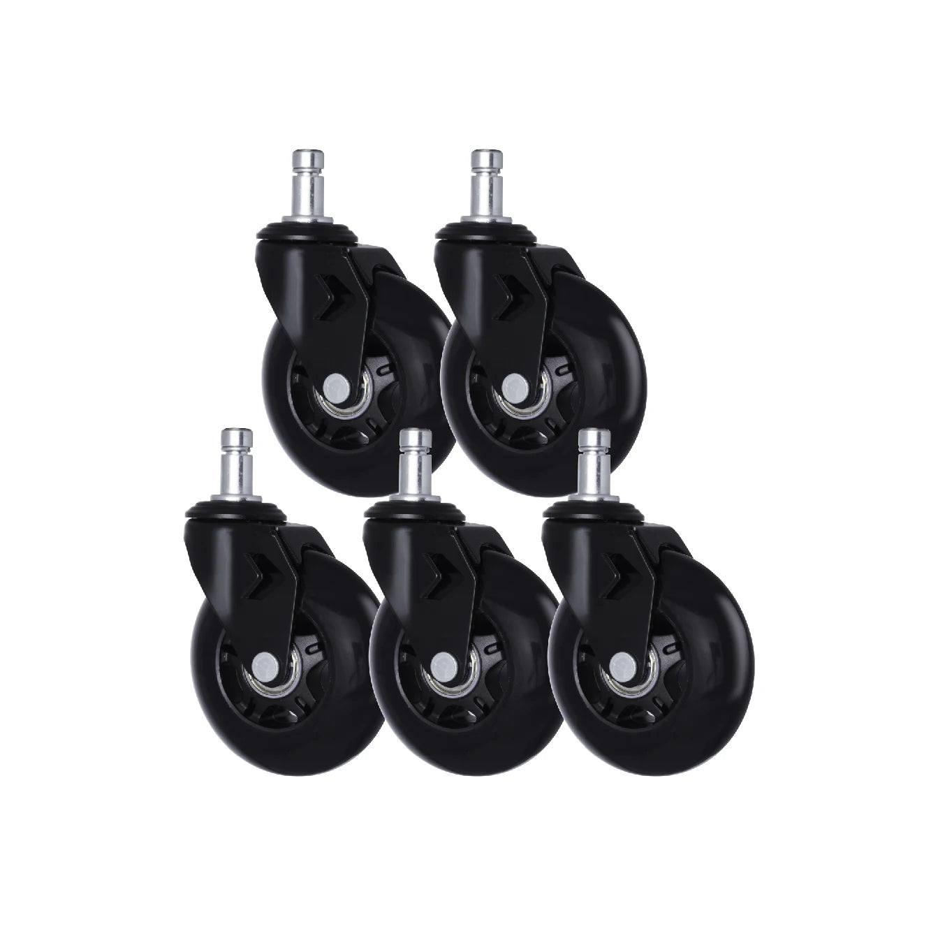 Modern Furniture Casters 3 Inch PU for Wheel Swivel Bearing M11x22 Friction Stem Silent Office Chair 5-Pack Custom Pack