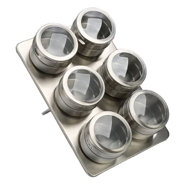 Magnetic Jar Powder Storage Container Tins Plastic Lid Pepper Shaker Bottles Magnetic Tin Pot Kitchen Condiment Spice Jar