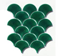 DS Modern Dark Green Thick Ice Crackle Fan Scale Indoor Wall Tile Backsplash Mosaic Ceramic Swimming Pool Tiles