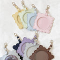 Creative PU Leather Cookie-Shaped Badge Holder Multicolor Badge Protector with Keychain Portable Backpack Accessory for Girls