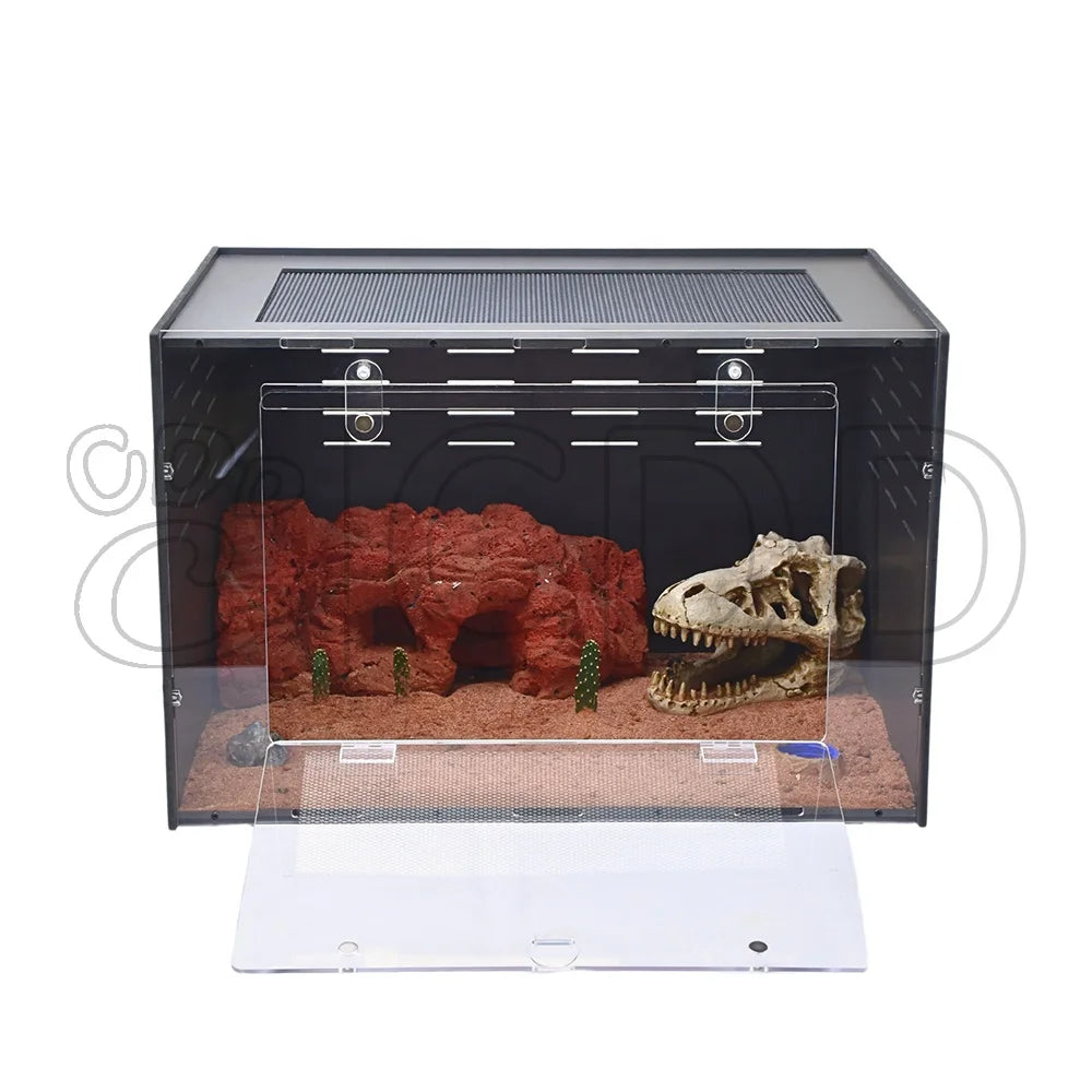 18x12x12 Inch Flat Terrarium for Reptile Breeding PVC Gecko Enclosure Terrario Display for Leopard Gecko Box Packing