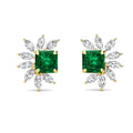 925 Sterling Silver Lab Grown May Birthstone Emerald Vintage Inspired Wedding Bridal Stud Earrings for Women Destiny Jewellery