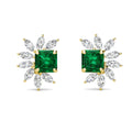 925 Sterling Silver Lab Grown May Birthstone Emerald Vintage Inspired Wedding Bridal Stud Earrings for Women Destiny Jewellery