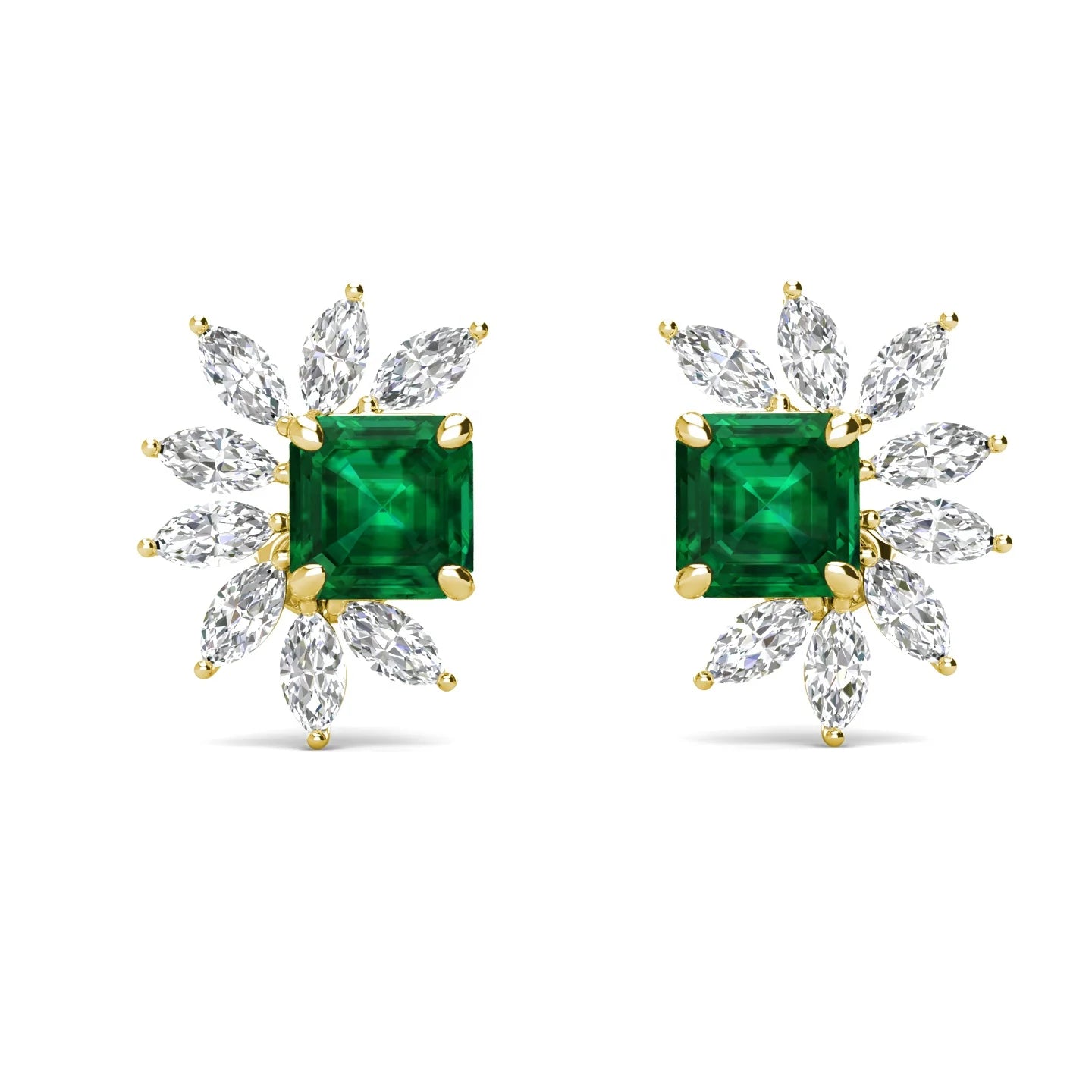 925 Sterling Silver Lab Grown May Birthstone Emerald Vintage Inspired Wedding Bridal Stud Earrings for Women Destiny Jewellery